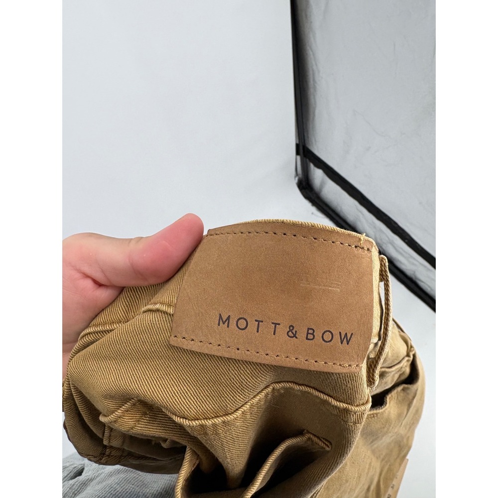 Mott & Bow Slim Fit Jeans Mens 35x30 Camel Brown Khaki Premium Denim Pants - Picture 2 of 5